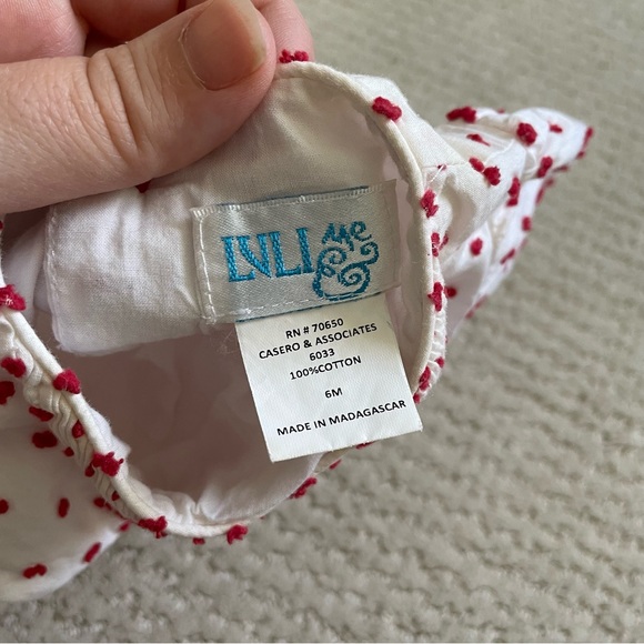 Luli & Me Red Smocked Polka Dot Dress Size 6 Months - Picture 4 of 4